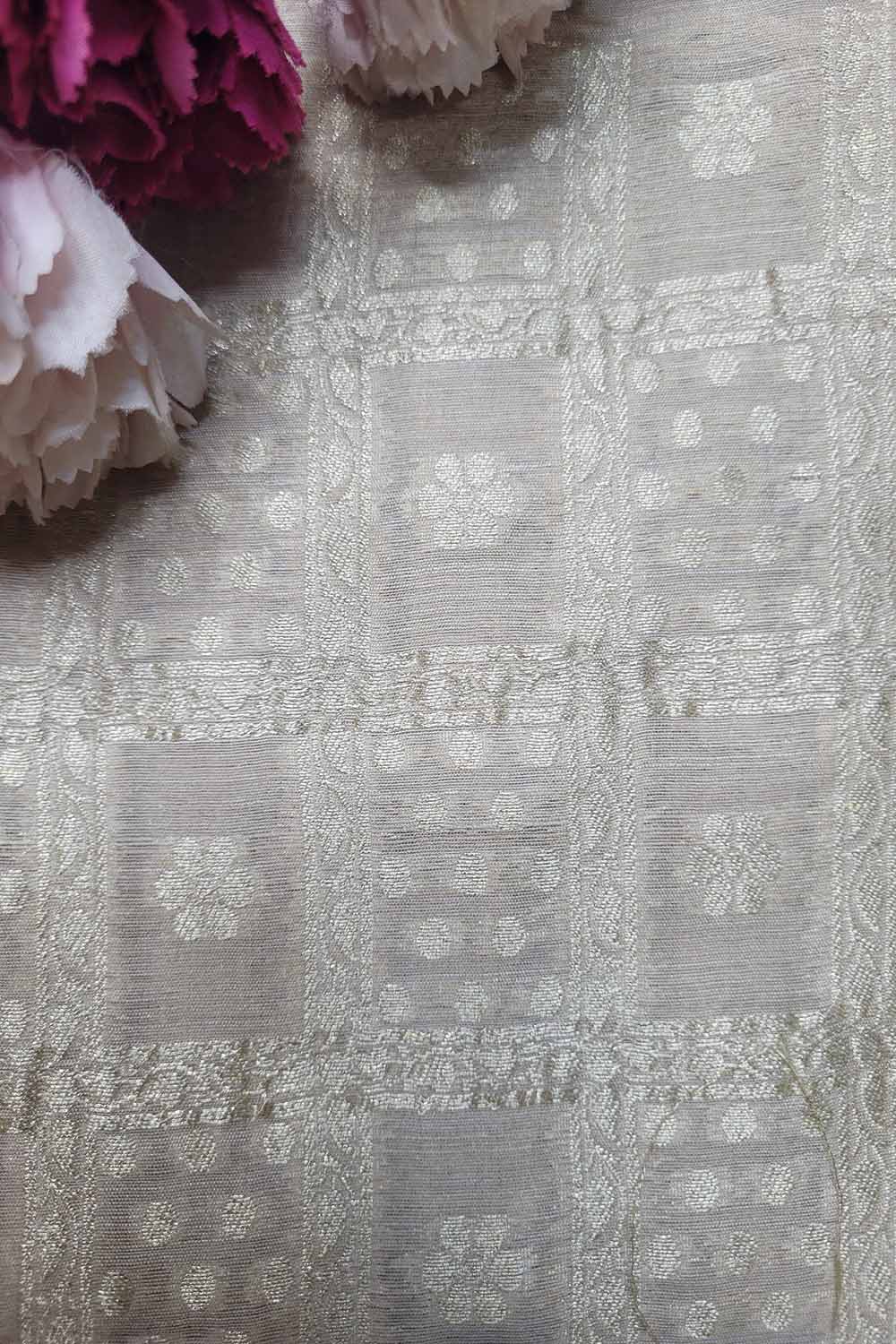 Dyeable Banarasi Handloom Pure Moonga Silk Fabric ( 2.5 Mtr ) - Luxurion World