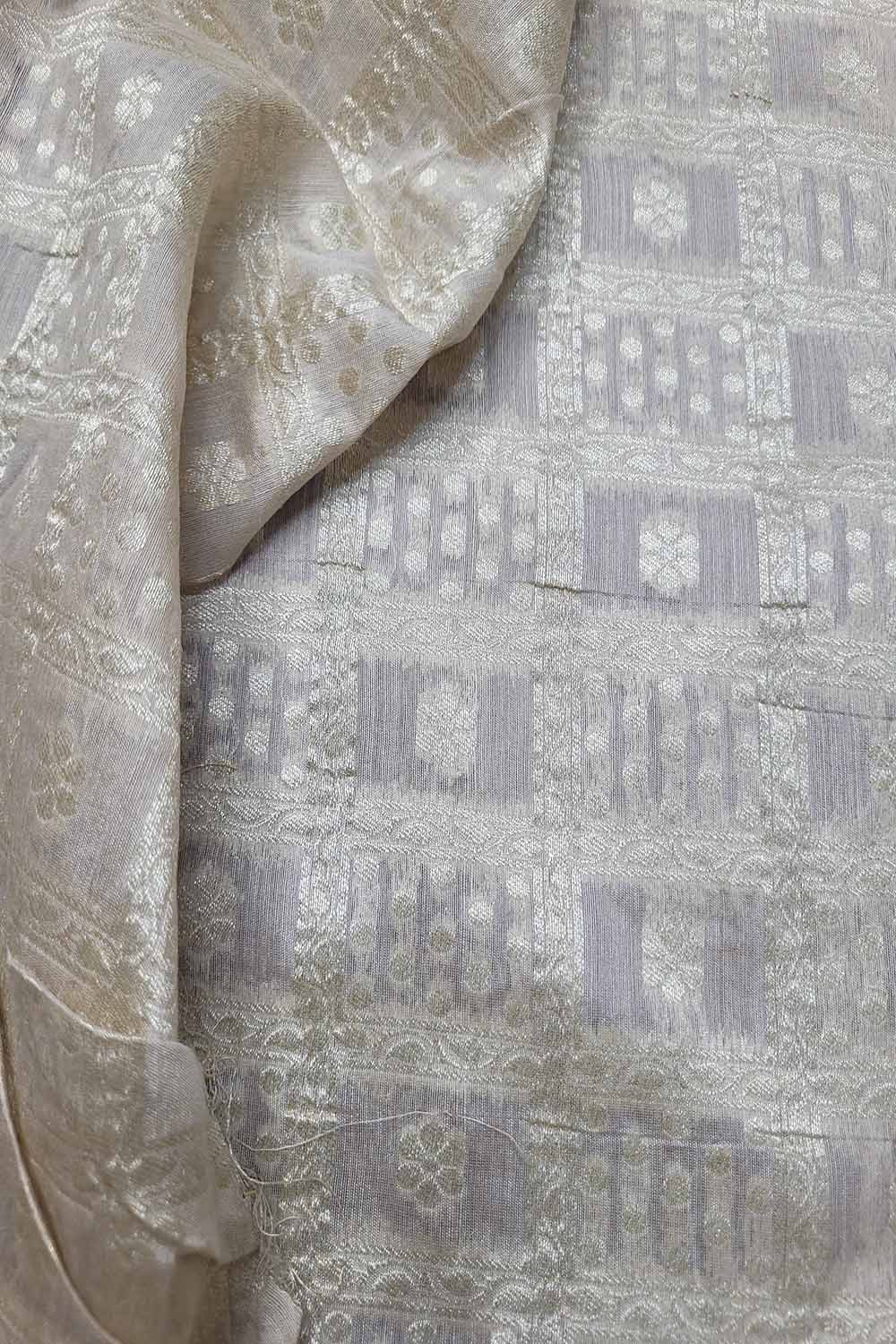 Dyeable Banarasi Handloom Pure Moonga Silk Fabric ( 2.5 Mtr ) - Luxurion World