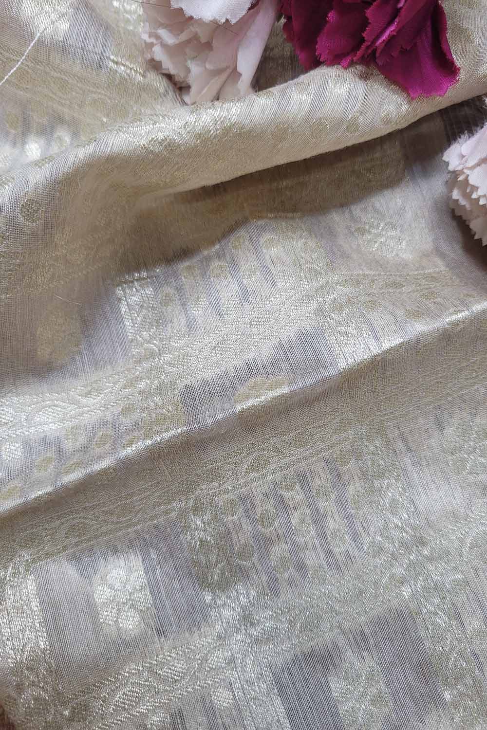 Dyeable Banarasi Handloom Pure Moonga Silk Fabric ( 2.5 Mtr ) - Luxurion World