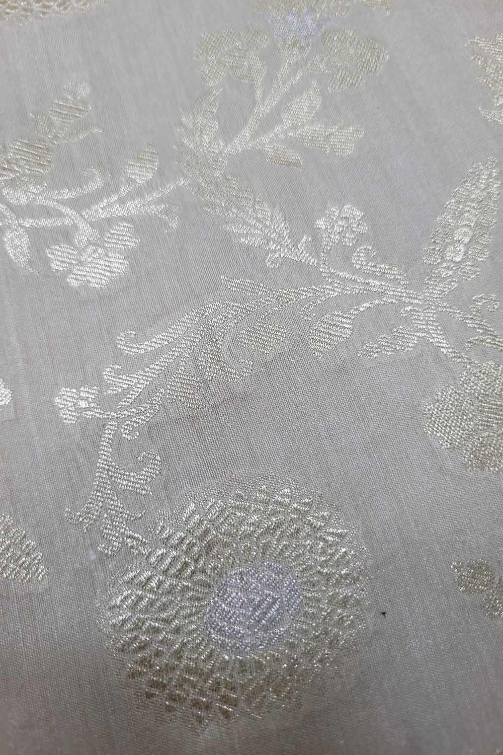 Dyeable Banarasi Handloom Pure Moonga Silk Sona Roopa Fabric ( 2.5 Mtr ) - Luxurion World