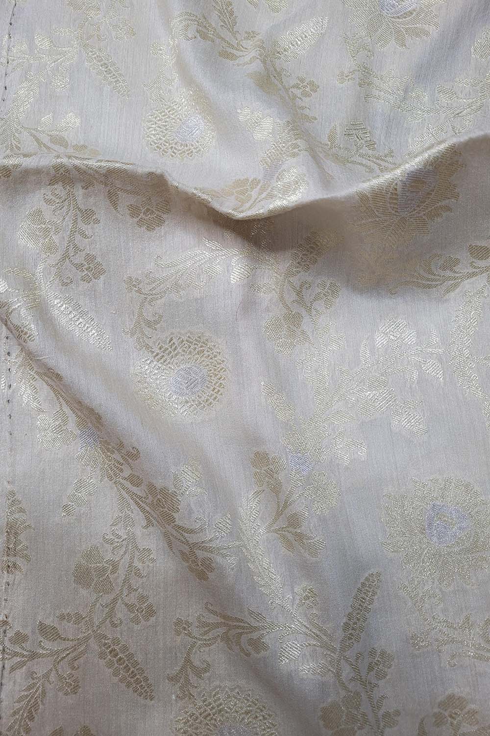 Dyeable Banarasi Handloom Pure Moonga Silk Sona Roopa Fabric ( 2.5 Mtr ) - Luxurion World