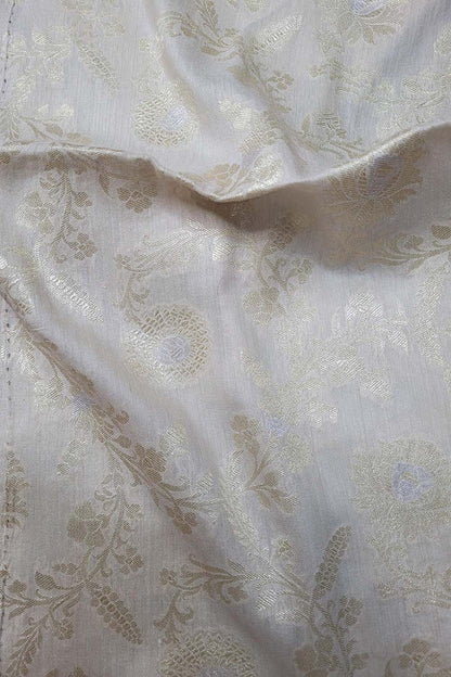 Dyeable Banarasi Handloom Pure Moonga Silk Sona Roopa Fabric ( 2.5 Mtr ) - Luxurion World