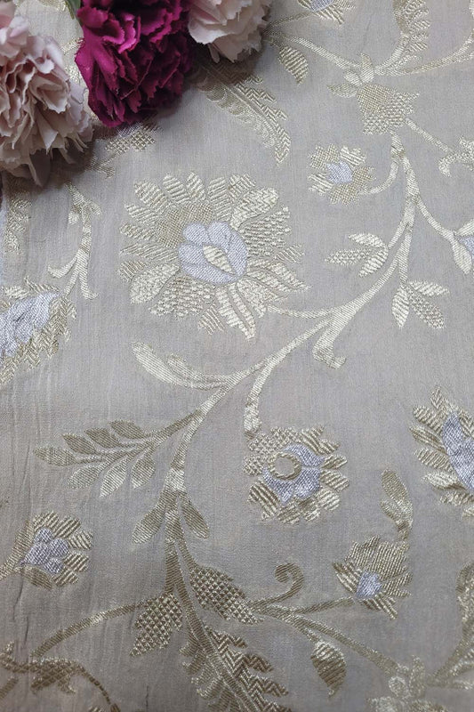 Dyeable Banarasi Handloom Pure Moonga Silk Sona Roopa Fabric ( 2.5 Mtr ) - Luxurion World