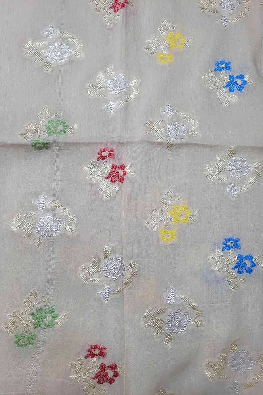 Dyeable Banarasi Handloom Pure Moonga Silk Meenakari Fabric ( 2.5 Mtr ) - Luxurion World