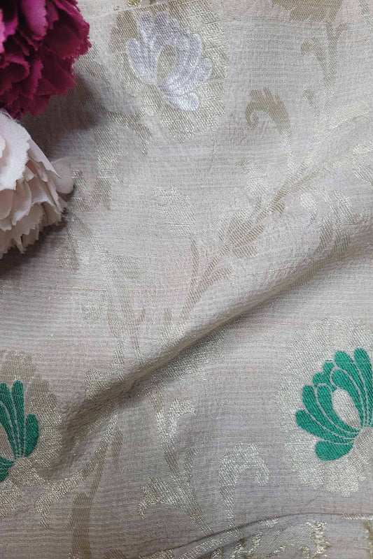 Dyeable Banarasi Handloom Pure Moonga Silk Meenakari Fabric ( 2.5 Mtr ) - Luxurion World