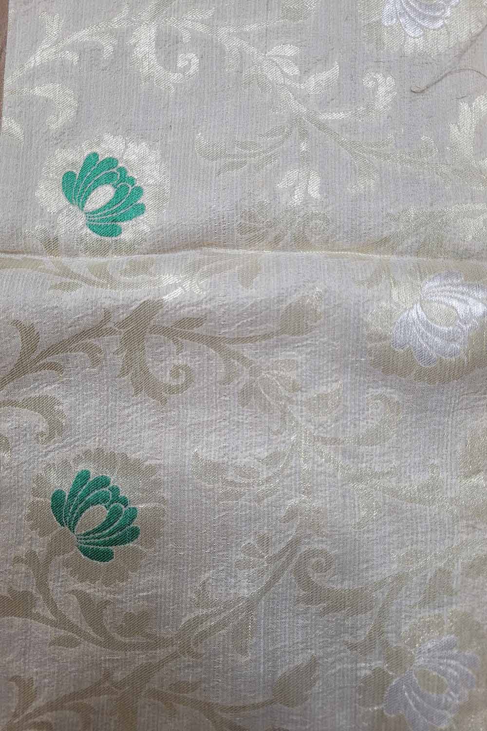 Dyeable Banarasi Handloom Pure Moonga Silk Meenakari Fabric ( 2.5 Mtr ) - Luxurion World