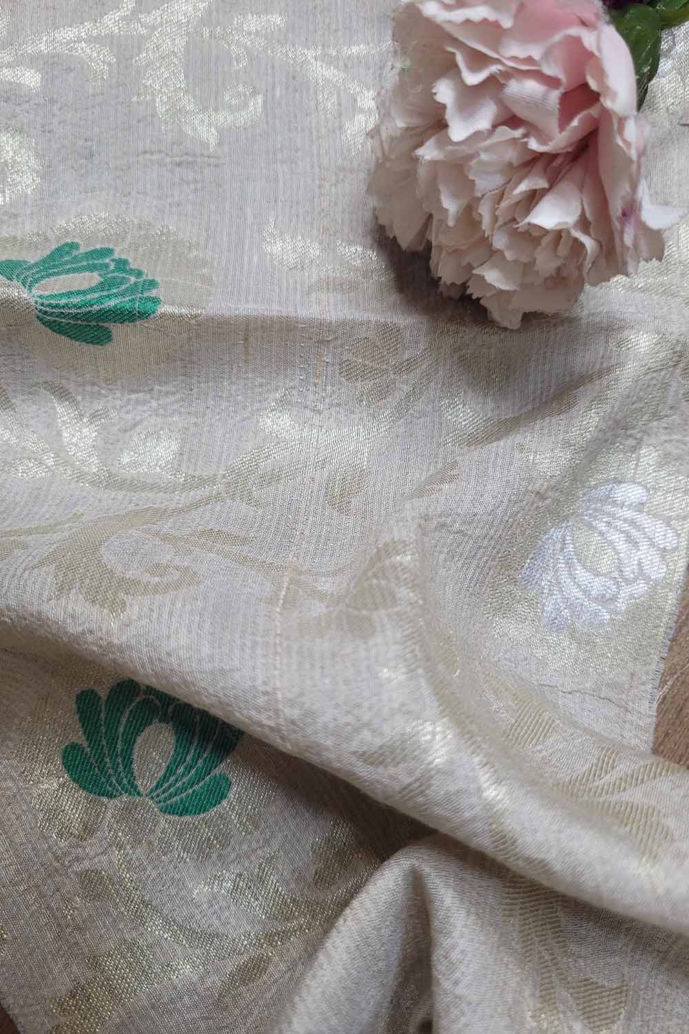 Dyeable Banarasi Handloom Pure Moonga Silk Meenakari Fabric ( 2.5 Mtr ) - Luxurion World