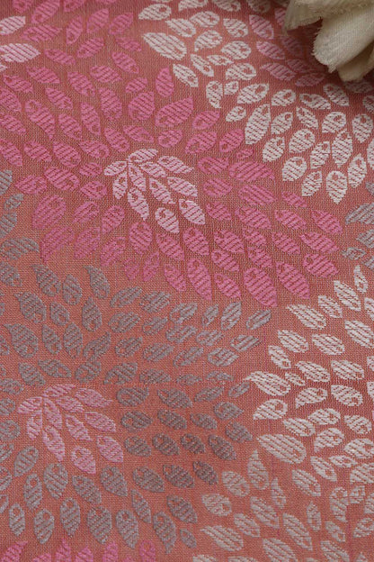 Pink Banarasi Resham Tanchui Silk Fabric ( 2.5 Mtr ) - Luxurion World