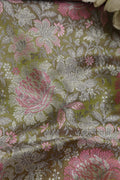 Green Banarasi Resham Tanchui Silk Fabric ( 2.5 Mtr ) - Luxurion World
