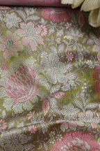 Green Banarasi Resham Tanchui Silk Fabric ( 2.5 Mtr ) - Luxurion World