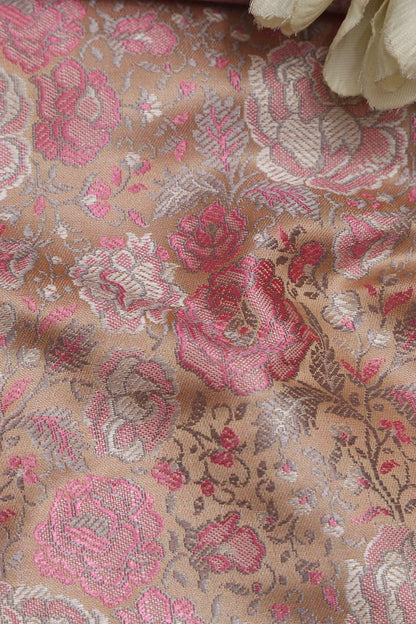 Cream Banarasi Resham Tanchui Silk Fabric ( 2.5 Mtr ) - Luxurion World