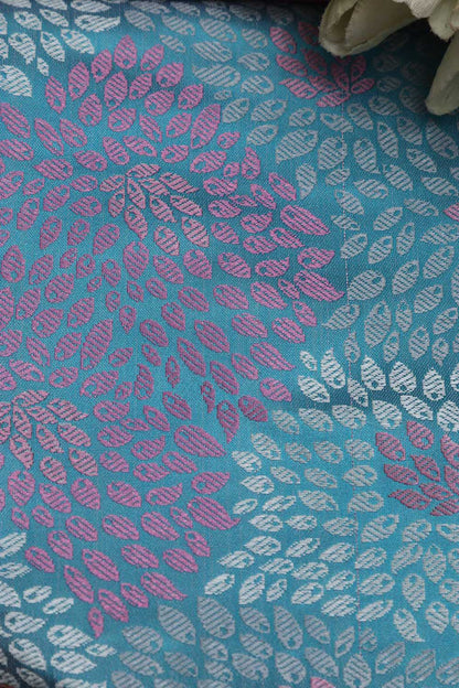 Blue Banarasi Resham Tanchui Silk Fabric ( 2.5 Mtr ) - Luxurion World