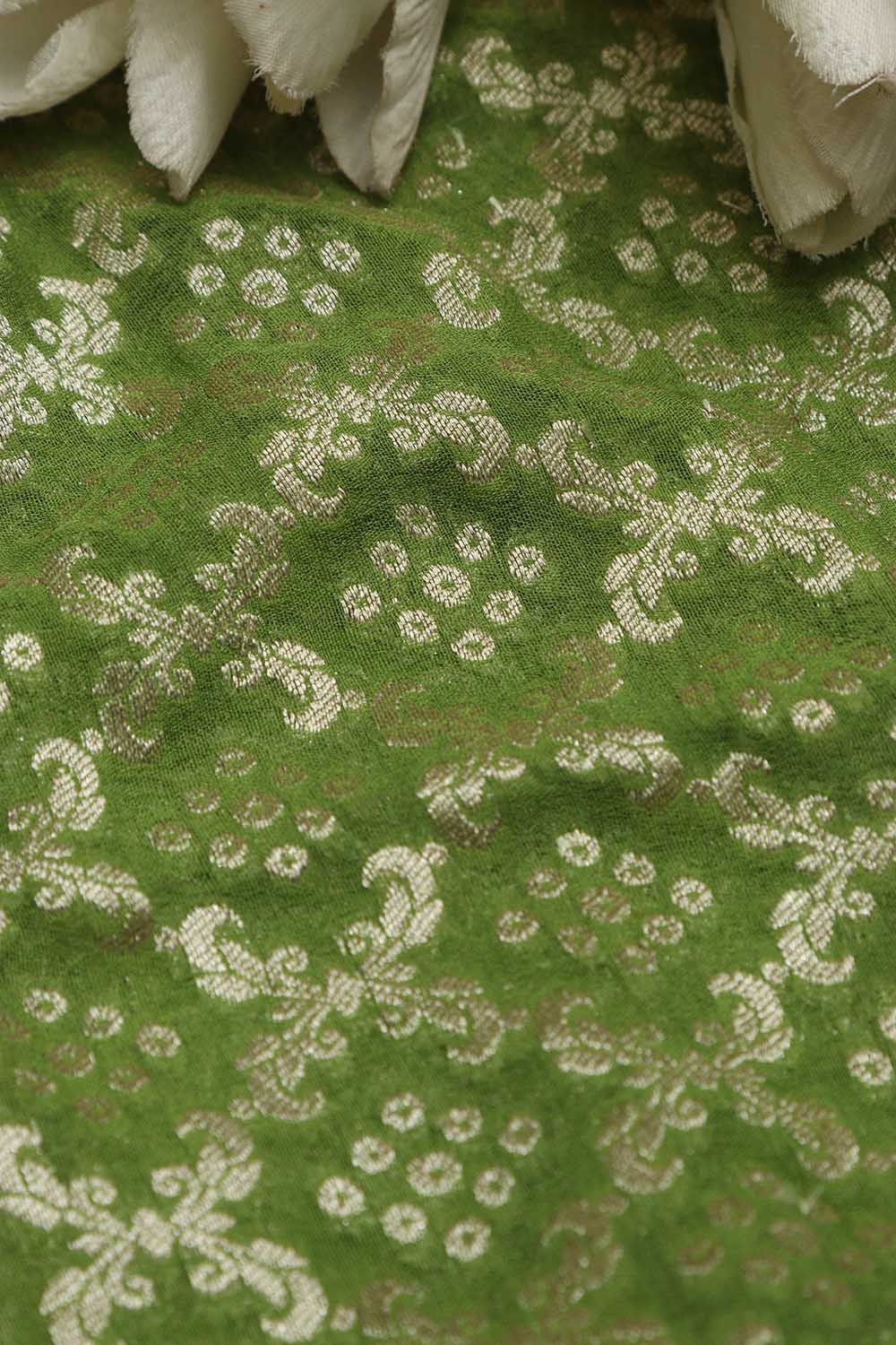 Green Banarasi Bandhani Georgette Fabric ( 2.5 Mtr ) - Luxurion World
