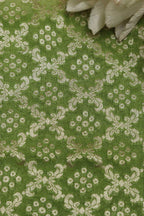 Green Banarasi Bandhani Georgette Fabric ( 2.5 Mtr ) - Luxurion World