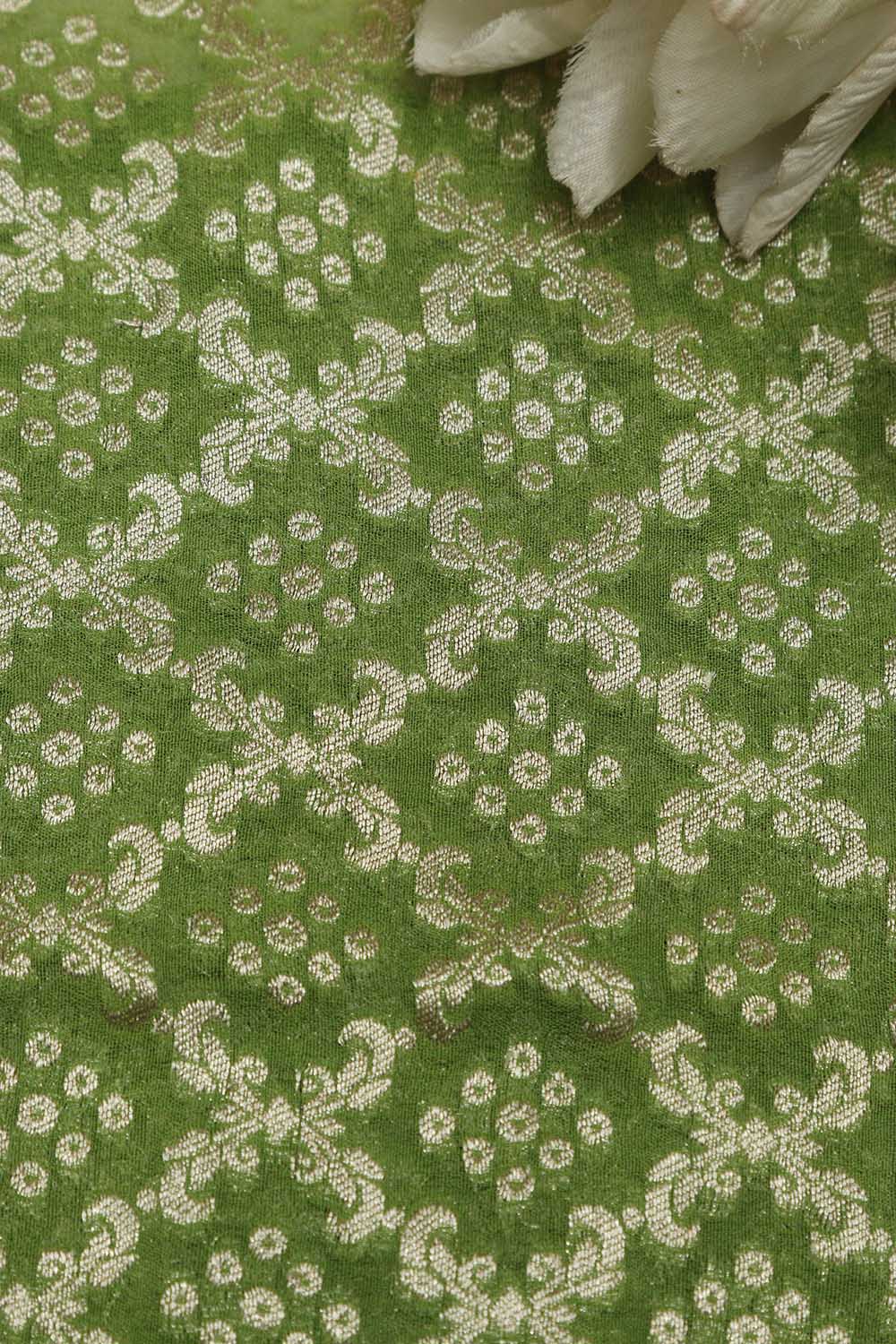 Green Banarasi Bandhani Georgette Fabric ( 2.5 Mtr ) - Luxurion World