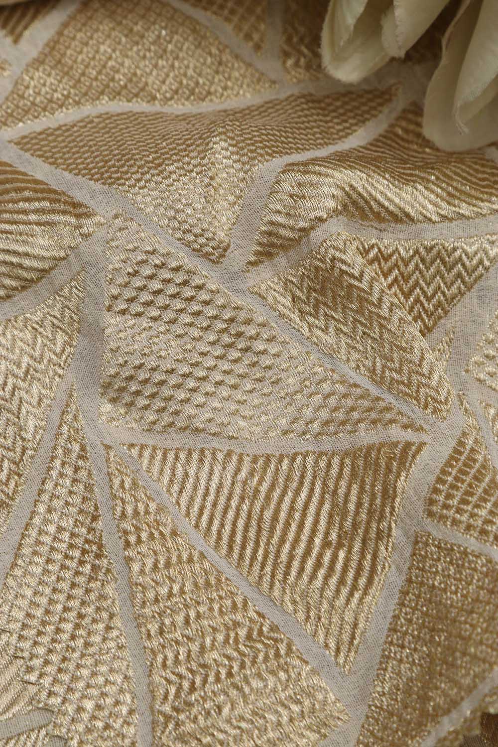 Dyeable Banarasi Georgette Geometric Design Fabric ( 2.5 Mtr ) - Luxurion World