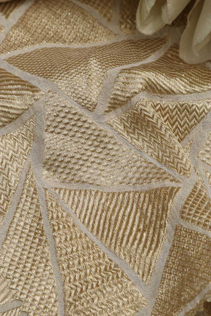 Dyeable Banarasi Georgette Geometric Design Fabric ( 2.5 Mtr ) - Luxurion World