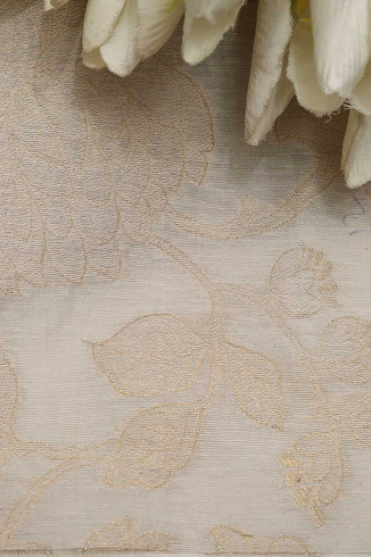 Dyeable Banarasi Cotton Silk Zari Cutwork Fabric ( 2.5 Mtr ) - Luxurion World