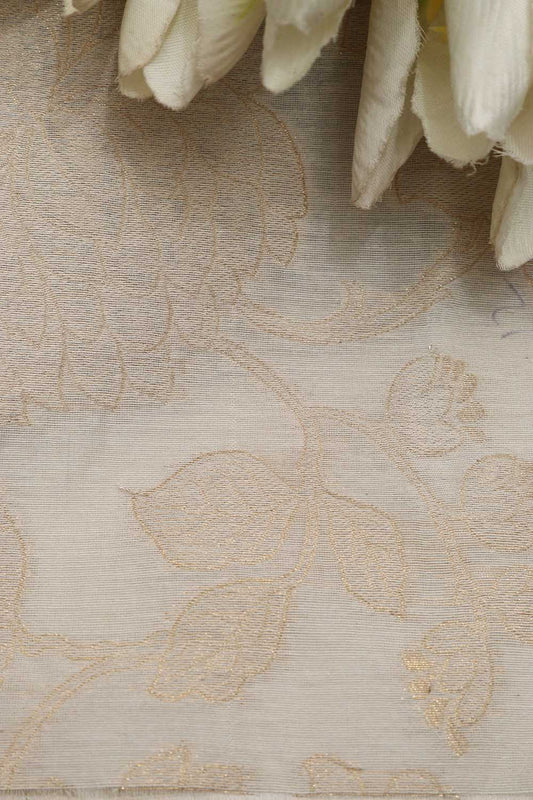 Dyeable Banarasi Cotton Silk Zari Cutwork Fabric ( 2.5 Mtr ) - Luxurion World