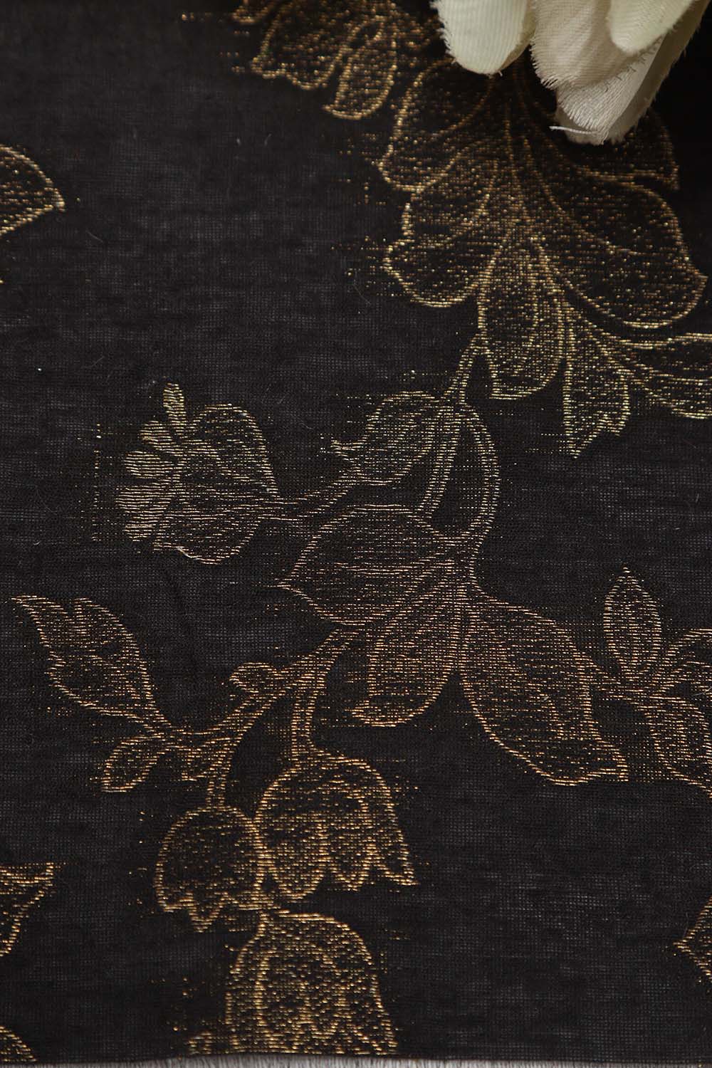 Black Banarasi Cotton Silk Zari Cutwork Fabric ( 2.5 Mtr ) - Luxurion World