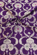 Exquisite Purple Banarasi Pure Raw Silk Meenakari Fabric ( 1 Mtr ) - Luxurion World
