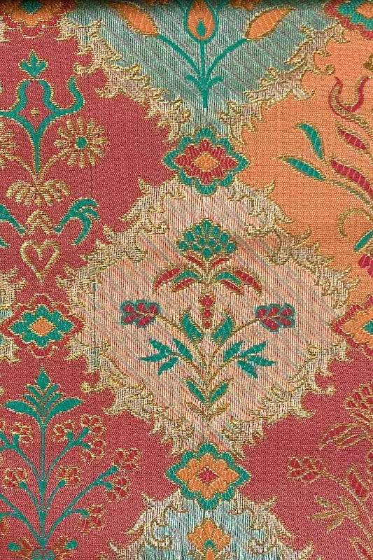 Multicolor Banarasi Satin Brocade Fabric - Luxurion World