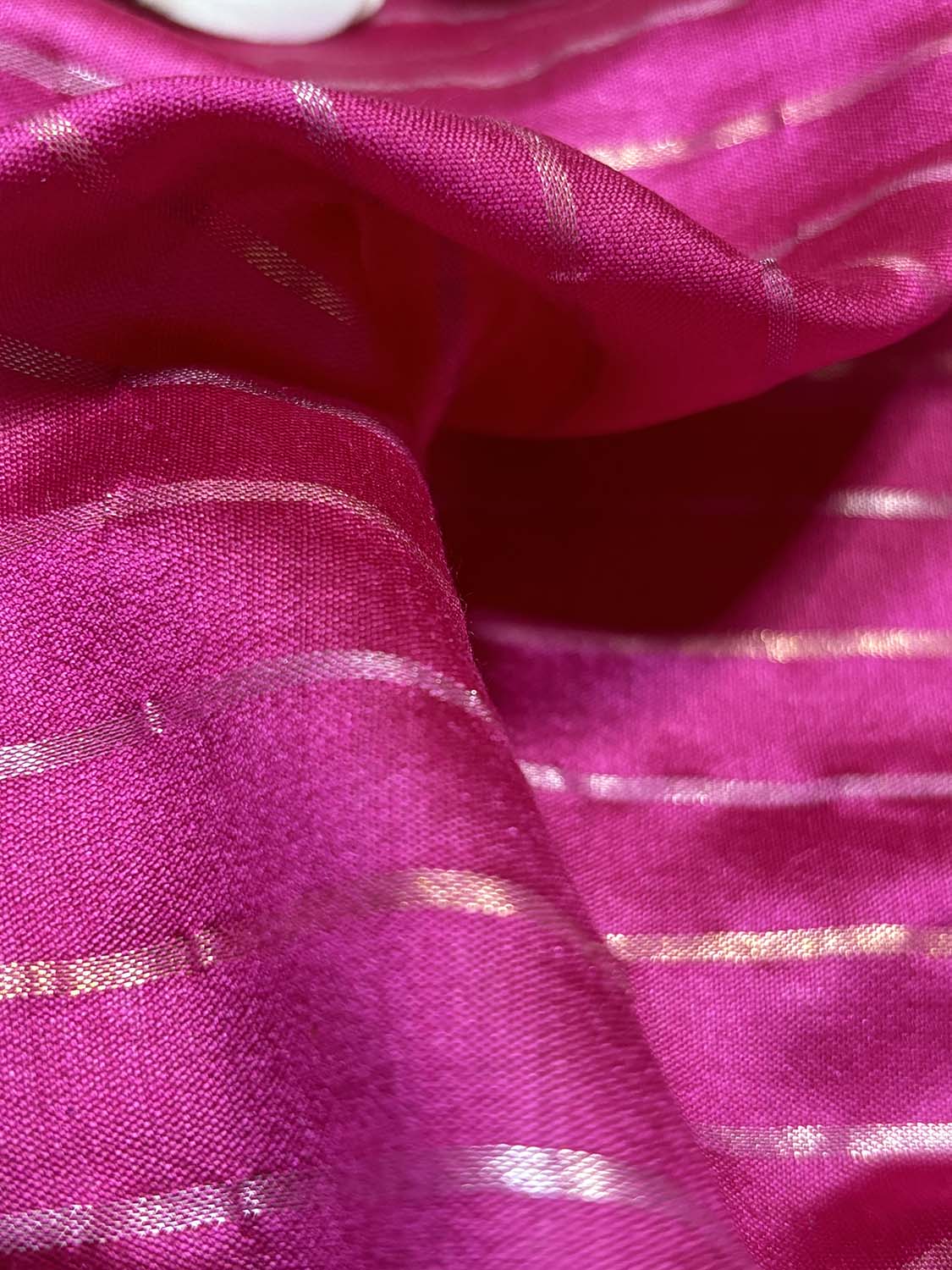 Pink Banarasi Handloom Chiniya Silk Stripes Design Fabric ( 1 Mtr ) - Luxurion World