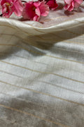 Pastel Banarasi Handloom Chiniya Silk Stripes Design Fabric ( 2.5 Mtr ) - Luxurion World