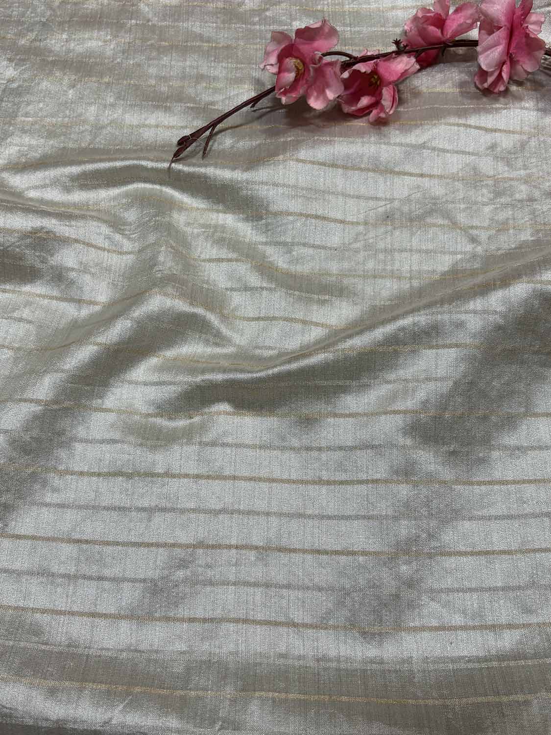 Pastel Banarasi Handloom Chiniya Silk Stripes Design Fabric ( 2.5 Mtr ) - Luxurion World