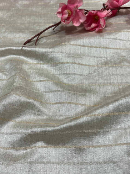 Pastel Banarasi Handloom Chiniya Silk Stripes Design Fabric ( 2.5 Mtr ) - Luxurion World