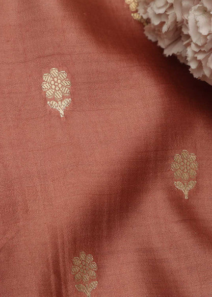 Brown Banarasi Handloom Chiniya Silk Fabric ( 2.5 Mtr ) - Luxurion World