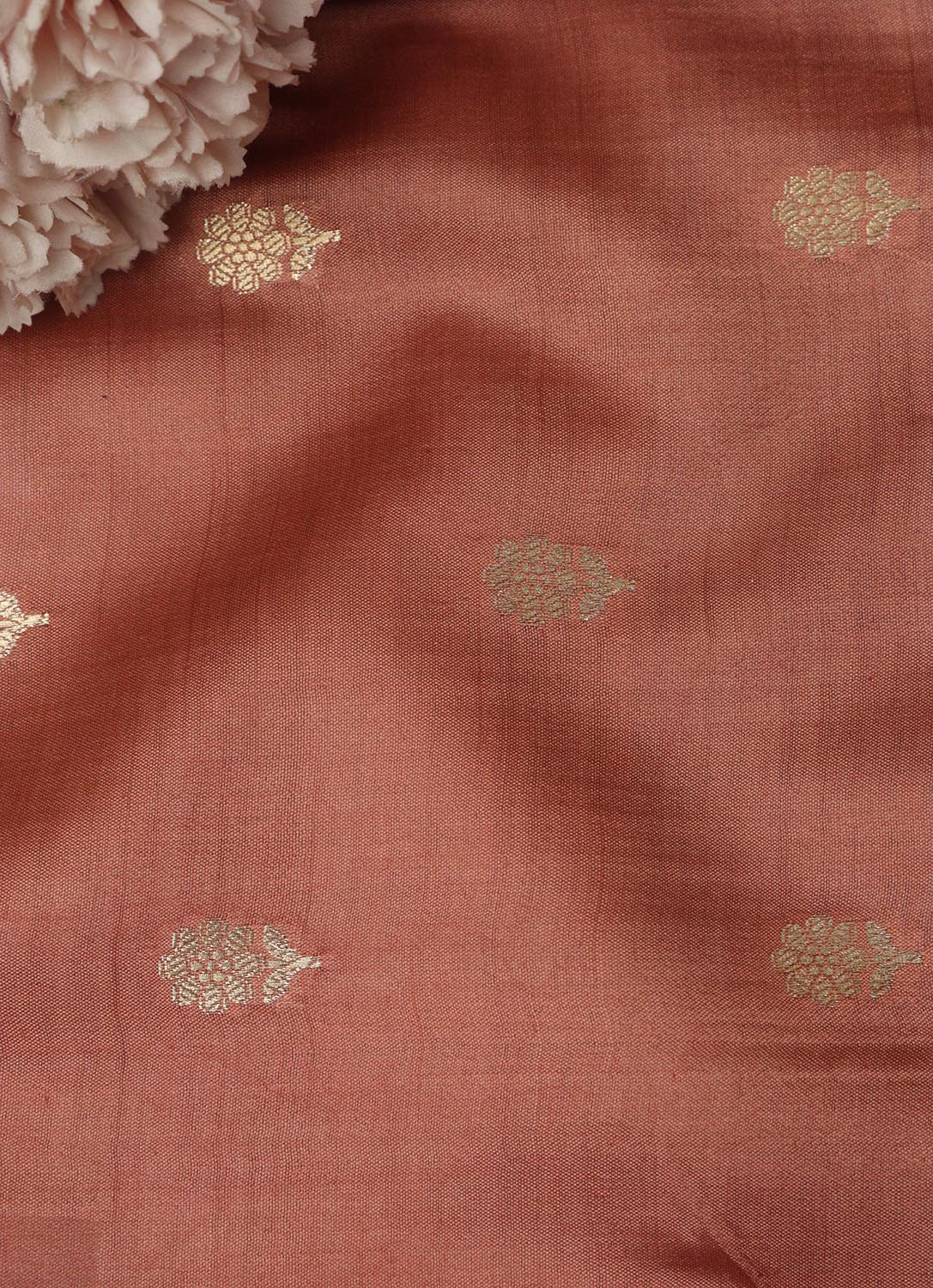 Brown Banarasi Handloom Chiniya Silk Fabric ( 2.5 Mtr ) - Luxurion World