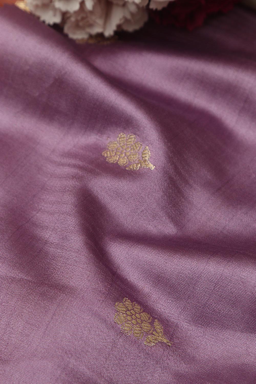 Elegant Purple Banarasi Handloom Chiniya Silk Fabric ( 2.5 Mtr ) - Luxurion World