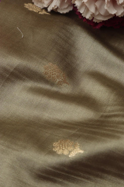 Elegant Grey Banarasi Handloom Chiniya Silk Fabric ( 2.5 Mtr ) - Luxurion World