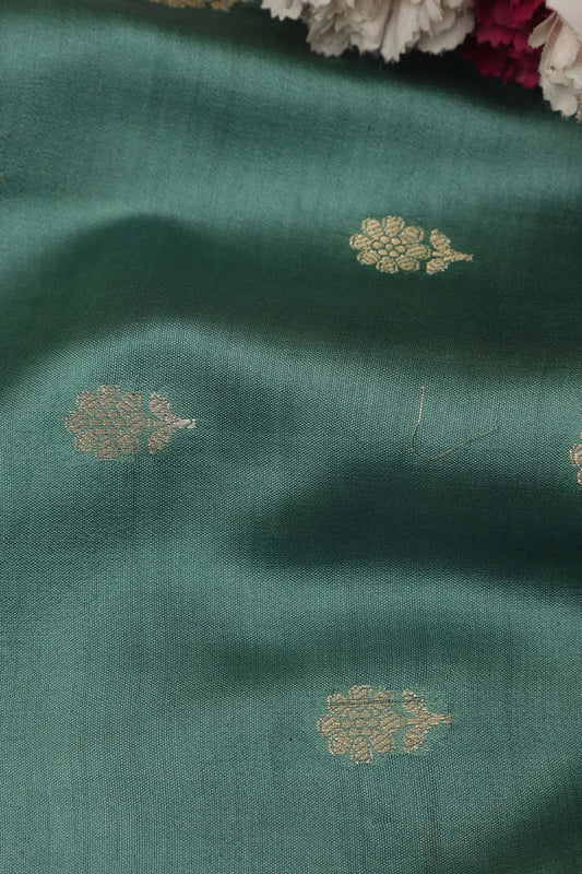 Elegant Green Banarasi Handloom Chiniya Silk Fabric ( 2.5Mtr ) - Luxurion World