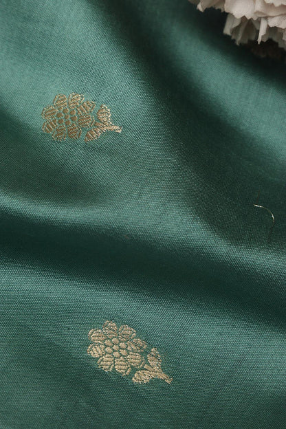 Elegant Green Banarasi Handloom Chiniya Silk Fabric ( 2.5Mtr ) - Luxurion World