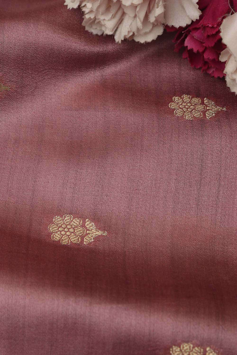 Elegant Pink Banarasi Handloom Chiniya Silk Fabric ( 1Mtr ) Sample - Luxurion World