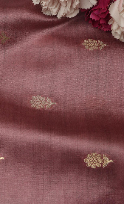 Elegant Pink Banarasi Handloom Chiniya Silk Fabric ( 2.5 Mtr ) - Luxurion World
