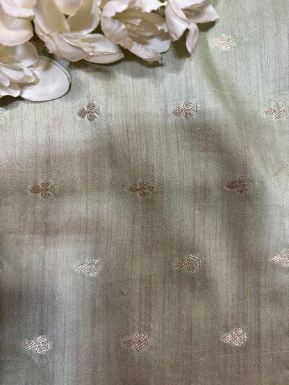 Elegant Pastel Banarasi Handloom Moonga Silk Fabric ( 2.5 Mtr ) - Luxurion World