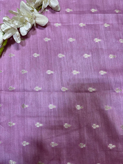 Beautiful Pink Banarasi Handloom Moonga Silk Fabric ( 2.5 Mtr ) - Luxurion World