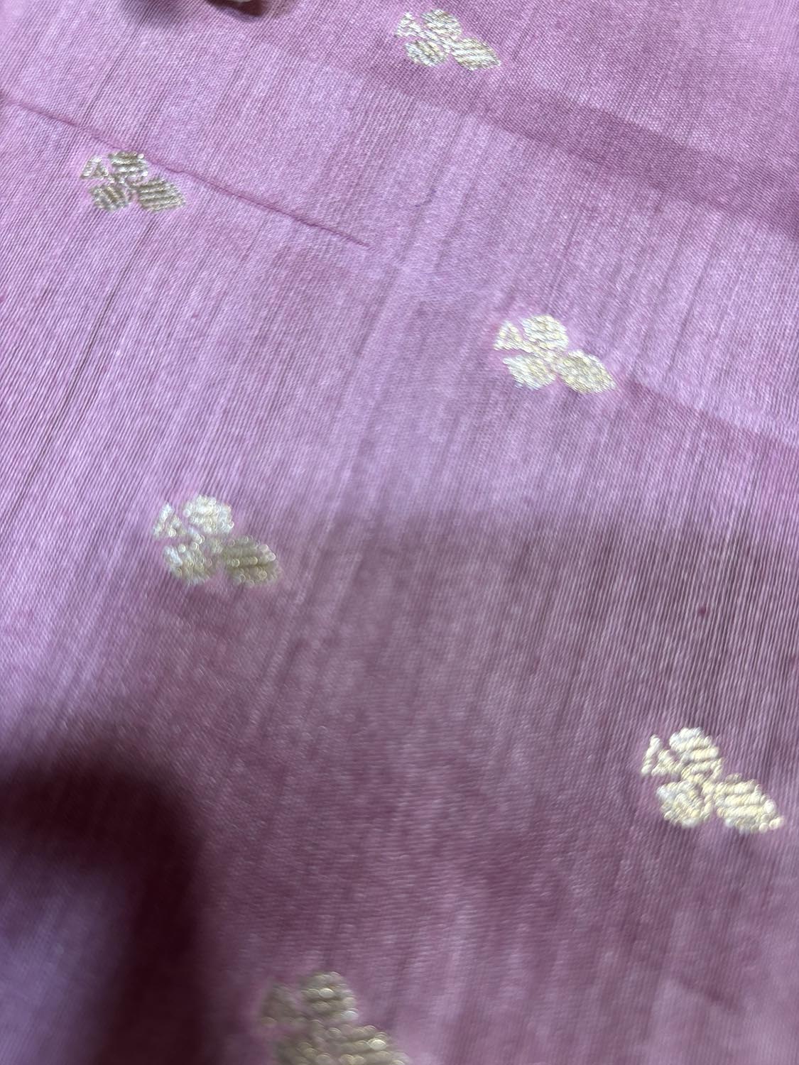 Beautiful Pink Banarasi Handloom Moonga Silk Fabric ( 2.5 Mtr ) - Luxurion World