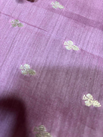 Beautiful Pink Banarasi Handloom Moonga Silk Fabric ( 2.5 Mtr ) - Luxurion World