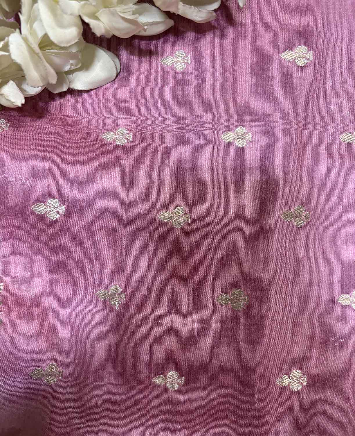 Beautiful Pink Banarasi Handloom Moonga Silk Fabric ( 2.5 Mtr ) - Luxurion World