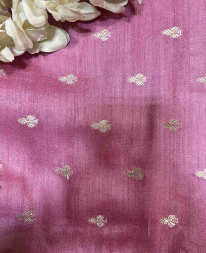 Beautiful Pink Banarasi Handloom Moonga Silk Fabric ( 2.5 Mtr ) - Luxurion World
