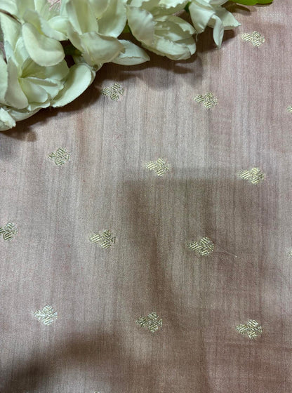 Pink Banarasi Handloom Moonga Silk Fabric ( 2.5 Mtr ) - Luxurion World