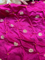 Exquisite Pink Banarasi Bandhani Handloom Chiniya Silk Fabric ( 2.5 Mtr ) - Luxurion World
