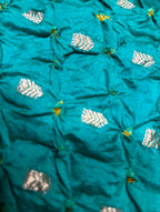 Elegant Blue Banarasi Bandhani Handloom Chiniya Silk Fabric ( 2.5 Mtr ) - Luxurion World