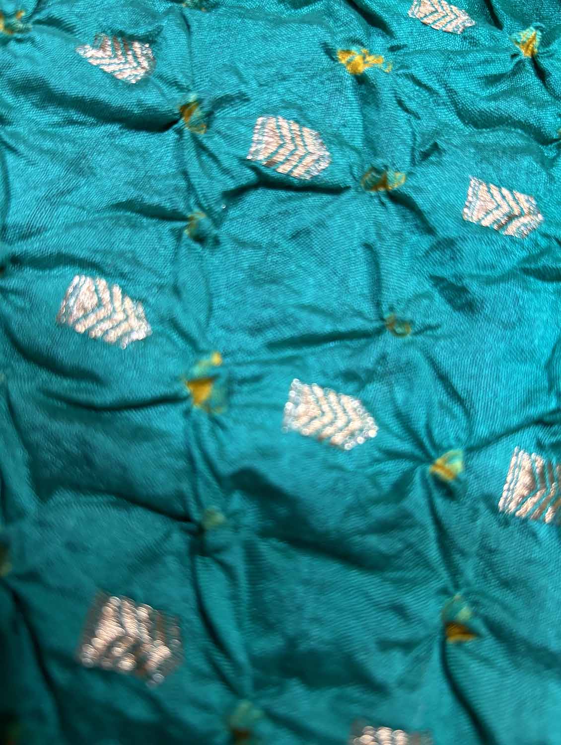 Elegant Blue Banarasi Bandhani Handloom Chiniya Silk Fabric ( 2.5 Mtr ) - Luxurion World