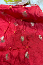 Elegant Red Banarasi Bandhani Handloom Chiniya Silk Fabric ( 2.5 Mtr ) - Luxurion World