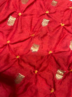 Elegant Red Banarasi Bandhani Handloom Chiniya Silk Fabric ( 2.5 Mtr ) - Luxurion World